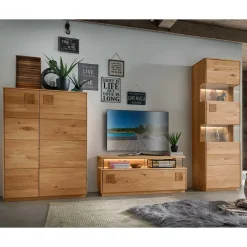 Wohnen Wohnwand Möbel Kombination aus Wildeiche - Millena (dreiteilig)