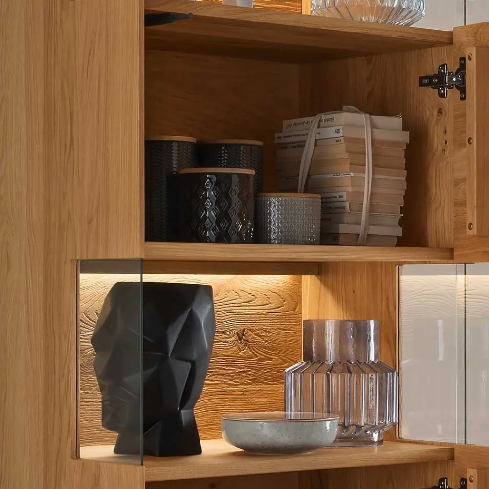 Wohnen Wohnwand Möbel Kombination aus Wildeiche - Millena (dreiteilig)