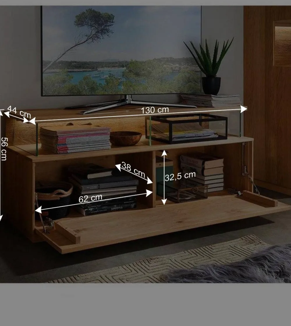 Wohnen Wohnwand Möbel Kombination aus Wildeiche - Millena (dreiteilig)