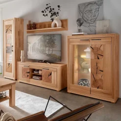 Wohnen Wohnwand Möbelset aus Massivholz - Sarosca (vierteilig)