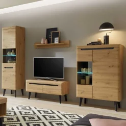 Wohnen Wohnwände|Wohnwand*Wohnwand Möbelset Skandi Style - Olcian (vierteilig)