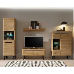 Wohnen Wohnwände|Wohnwand*Wohnwand Möbelset Skandi Style - Olcian (vierteilig)