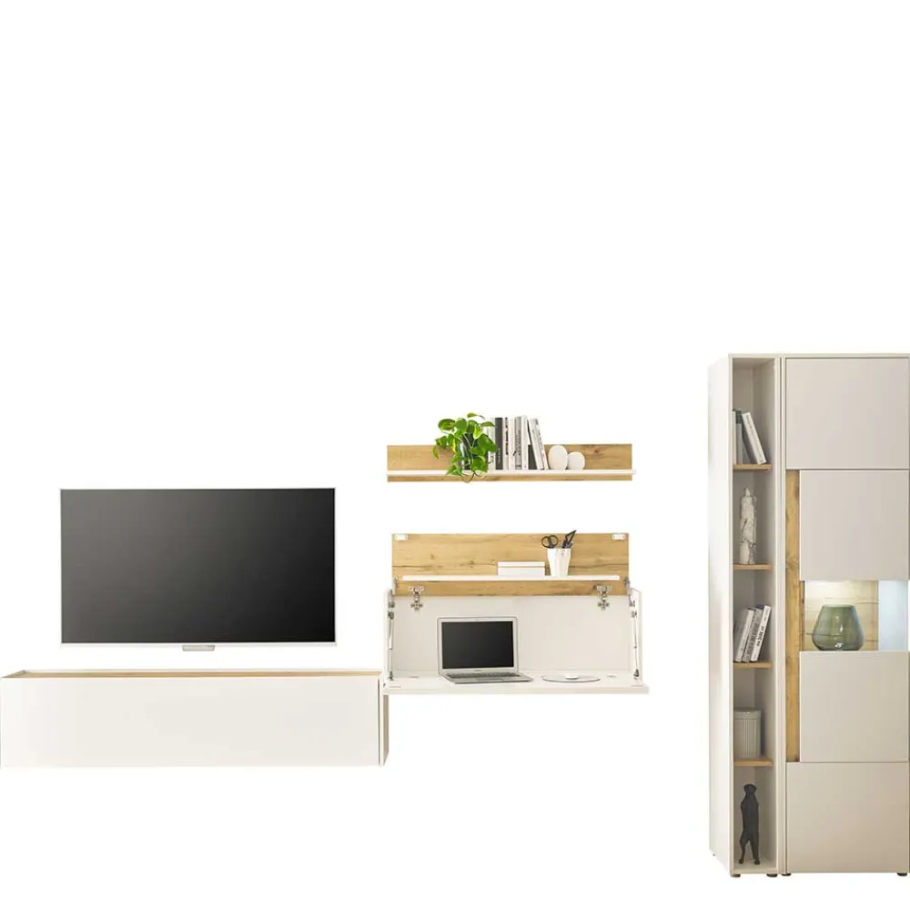 Wohnen Wohnwände|Wohnwand*Wohnwand mit Arbeitsplatz modern - Nonessia (fünfteilig)