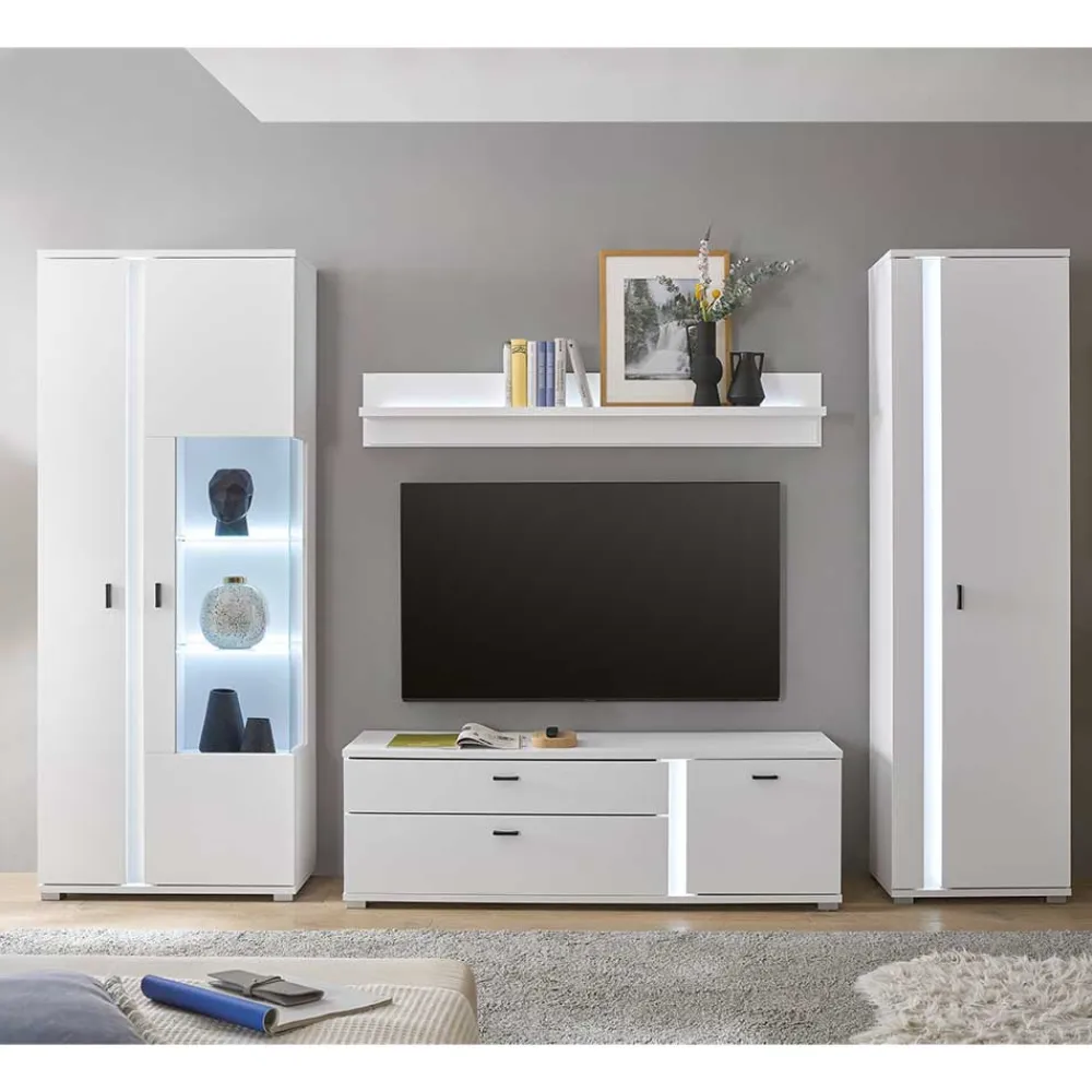 Wohnen Wohnwand mit LED Licht Möbelset - Tirol (vierteilig)