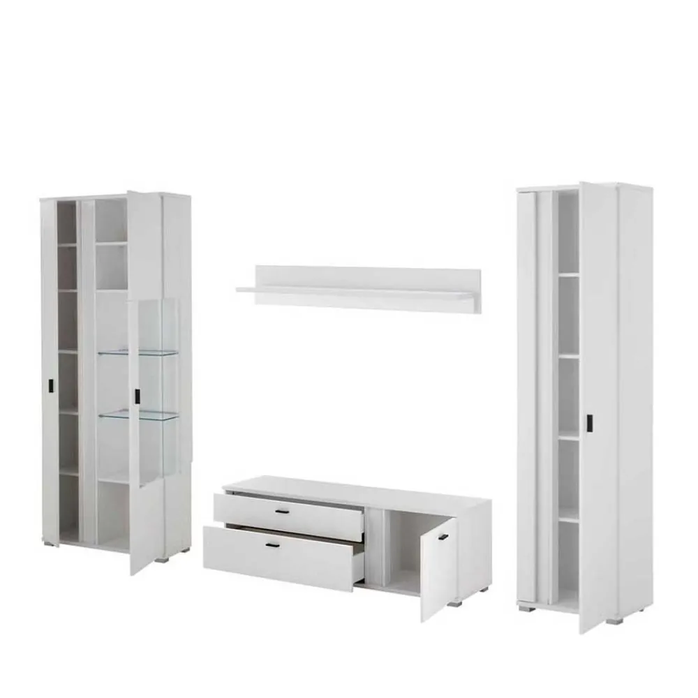 Wohnen Wohnwand mit LED Licht Möbelset - Tirol (vierteilig)