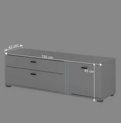 Wohnen Wohnwand mit LED Licht Möbelset - Tirol (vierteilig)