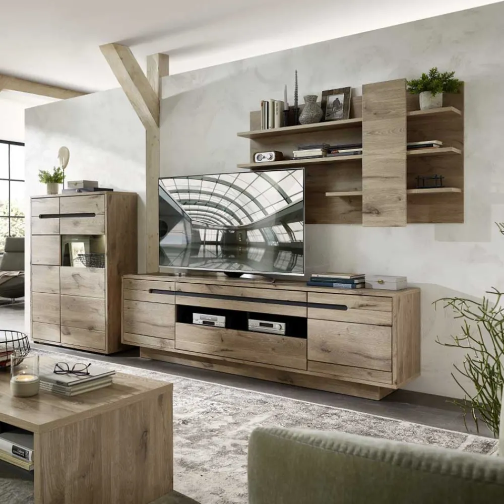 Wohnen Wohnwände|Wohnwand*Wohnwand Schränke im Holzdekor - Zelio (dreiteilig)