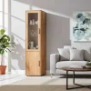 Wohnen Wohnwand Standvitrine aus Holz - Teano