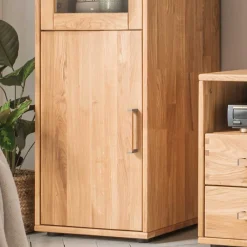 Wohnen Wohnwand Standvitrine aus Holz - Teano