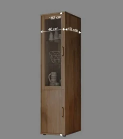 Wohnen Wohnwand Standvitrine aus Holz - Teano