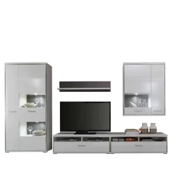 Wohnen Wohnwände|Wohnwand*Wohnwand Tacroma in Weiß Hochglanz (fünfteilig)