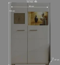 Wohnen Sideboards & Kommoden|Sideboards & Kommoden*Wohnwand Vitrine in Weiß Eiche - Lisepio
