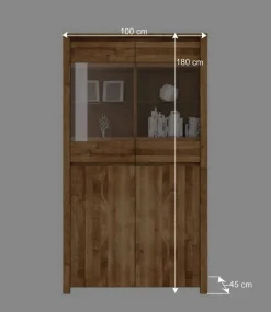 Wohnen Wohnwand Vitrine Nadalia aus Wildeiche Massivholz