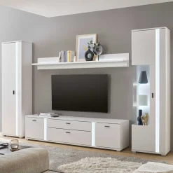 Wohnen Wohnwandmöbel mit LED Licht Set - Tirol (vierteilig)