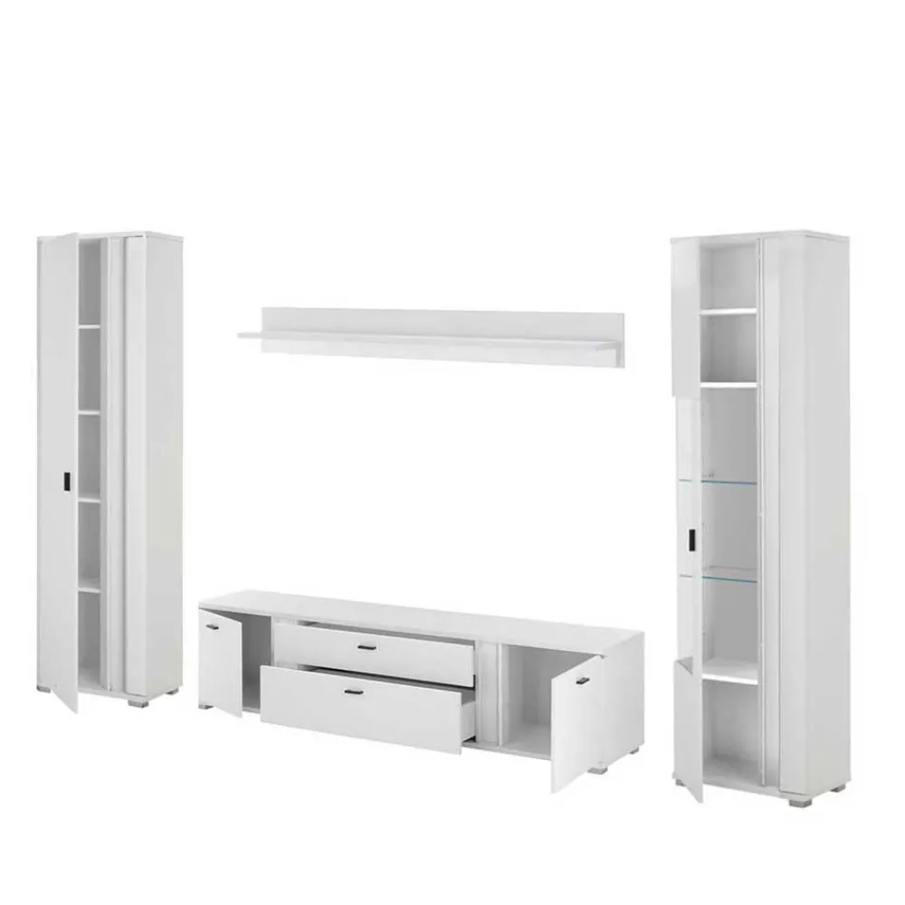 Wohnen Wohnwandmöbel mit LED Licht Set - Tirol (vierteilig)