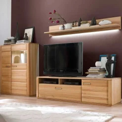 Wohnen Wohnwände|Wohnwand*Wohnzimmer Anbauwand Athias aus Kernbuche (dreiteilig)