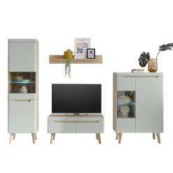 Wohnen Wohnzimmer Anbauwand im Skandi Design - Armina (vierteilig)