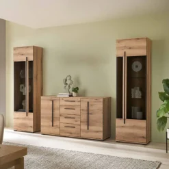 Wohnen Wohnzimmerschränke|Wohnwände*Wohnzimmer Anbauwand in Eiche - Brocus (dreiteilig)