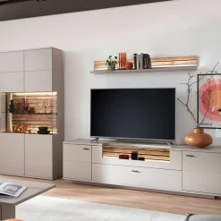 Wohnen Wohnzimmer Anbauwand in Grau - Teorina (dreiteilig)