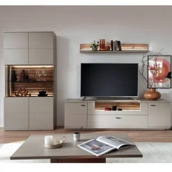 Wohnen Wohnzimmer Anbauwand in Grau - Teorina (dreiteilig)