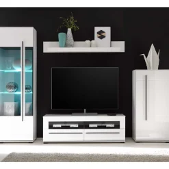 Wohnen Wohnwände|Wohnwand*Wohnzimmer Anbauwand Jetongos in Weiß Hochglanz (vierteilig)