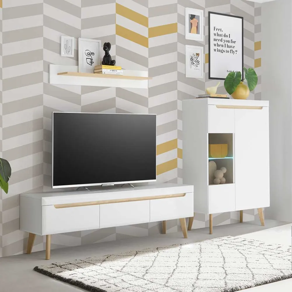 Wohnen Wohnzimmer Anbauwand Möbel Kombi - Ginko (dreiteilig)