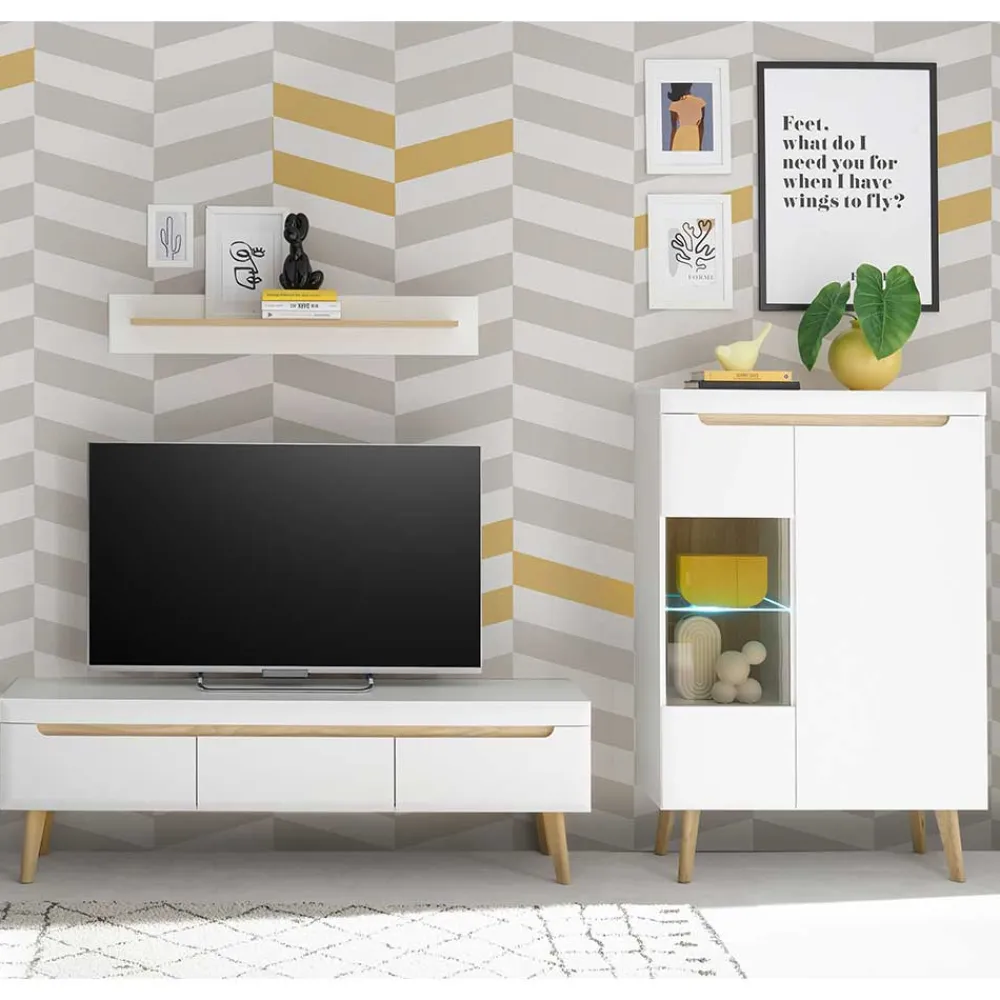 Wohnen Wohnzimmer Anbauwand Möbel Kombi - Ginko (dreiteilig)