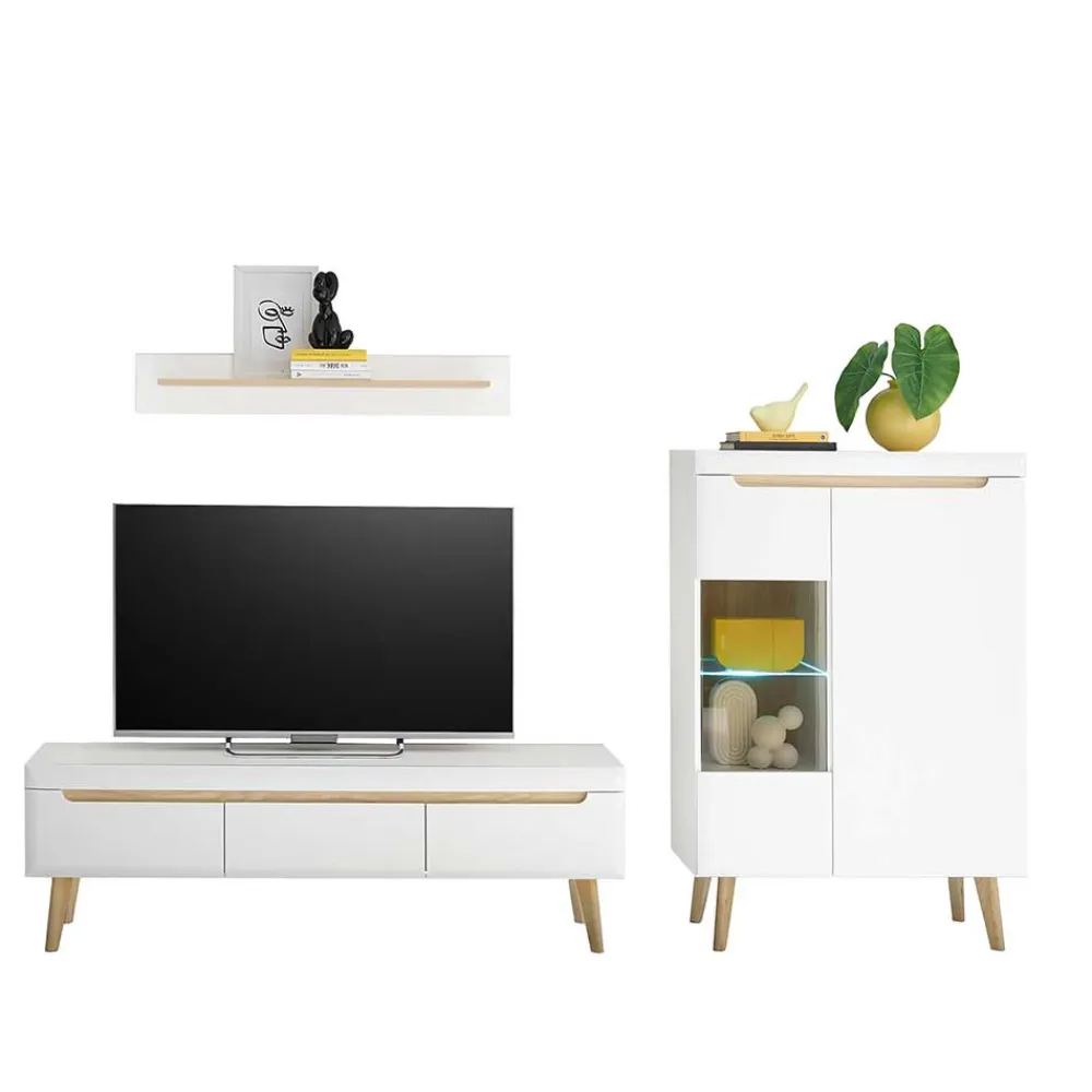 Wohnen Wohnzimmer Anbauwand Möbel Kombi - Ginko (dreiteilig)