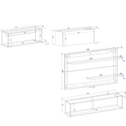 Wohnen Wohnwände|Wohnwand*Wohnzimmer Anbauwand Set hängend - Nonessia (vierteilig)