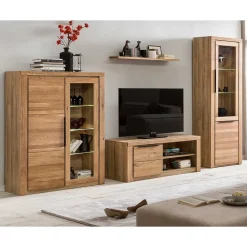 Wohnen Wohnwände|Wohnwand*Wohnzimmer Anbauwand teilmassiv - Nelenia (vierteilig)