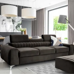 Wohnen Schlafsofas*Wohnzimmer Ausziehsofa in Dunkelbraun - Wega
