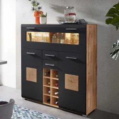 Wohnen Esszimmerschränke*Wohnzimmer Barschrank in Schwarz & Wildeiche - Kandu