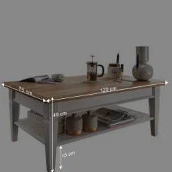 Wohnen Wohnzimmer Couchtisch in Weiß & Eiche - Henry