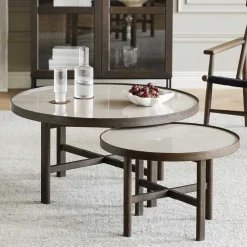 Wohnen Wohnzimmer Couchtisch mit runder Keramikplatte - Wyola