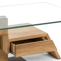 Wohnen Wohnzimmer Design-Glastisch mit Schublade - Ambia