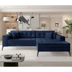 Wohnen Schlafsofas*Wohnzimmer Eckcouch in Dunkelblau - Asbro