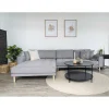 Wohnen Skandinavische Möbel|Sofas*Wohnzimmer Ecksofa in Hellgrau mit Buche - Lelyo