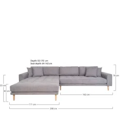 Wohnen Skandinavische Möbel|Sofas*Wohnzimmer Ecksofa in Hellgrau mit Buche - Lelyo