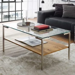 Wohnen Wohnzimmer Glastisch mit Vierfußgestell - Habic