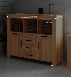 Wohnen Wohnzimmer Highboard Mosniak aus Kernbuche Massivholz