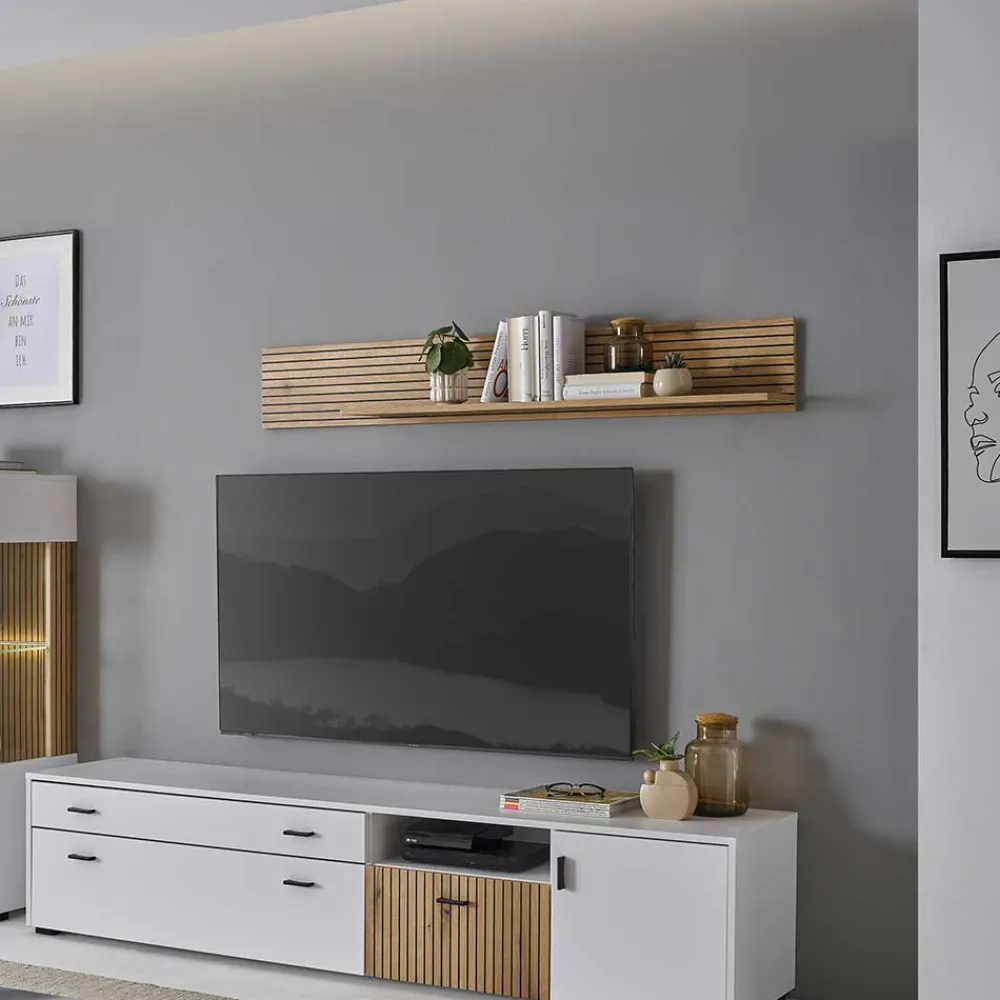 Wohnen Wohnzimmer Hängeboard in Wildeiche Optik - Nenaloro