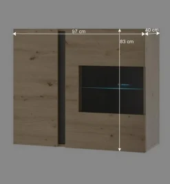 Wohnen Esszimmerschränke*Wohnzimmer Hängeschrank mit Glas Einsatz 2-türig - Lairian