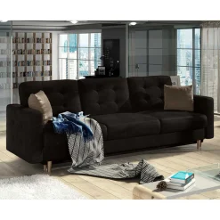 Wohnen Wohnzimmer Klappcouch in Dunkelbraun Samt - Smento