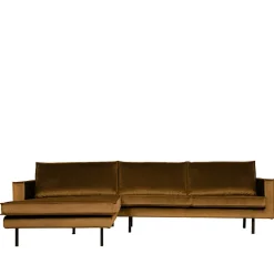Wohnen Retro Möbel|Sofas*Wohnzimmer L Couch in Honigfarben Samt - Saguan