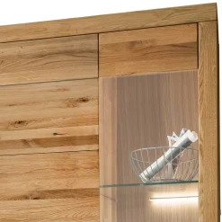 Wohnen Wohnzimmer Massivholzschrank mit Glas Einsatz - Loitons