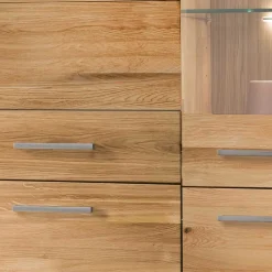 Wohnen Wohnzimmer Massivholzschrank mit Glas Einsatz - Loitons