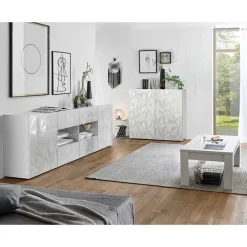 Wohnen Wohnzimmer Möbel in Weiß glänzend - Vovasoma (dreiteilig)