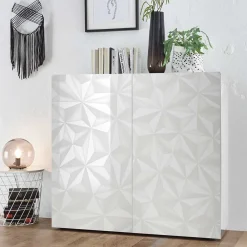 Wohnen Wohnzimmer Möbel in Weiß glänzend - Vovasoma (dreiteilig)