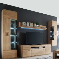 Wohnen Wohnzimmer Möbel Kombi Pontros in Eiche Bianco (vierteilig)