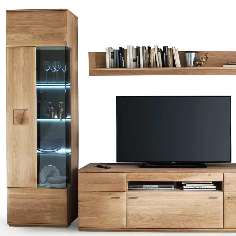 Wohnen Wohnzimmer Möbel Kombi Pontros in Eiche Bianco (vierteilig)